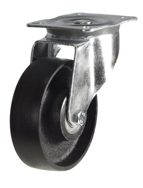 DRH Series; Heavy Duty Pressed Steel/Cast Iron Wheel Castors - 100mm/125mm